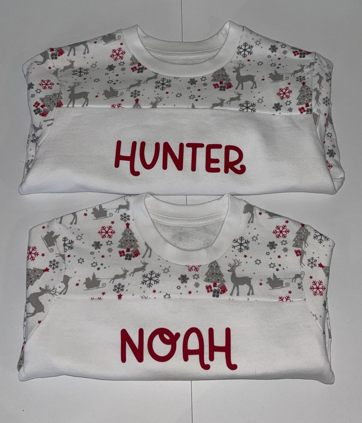 Custom reindeer Christmas jumpers