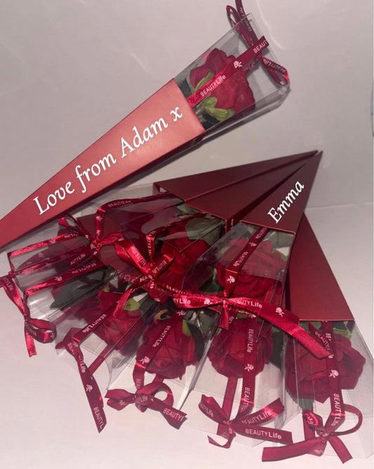 Custom single red rose